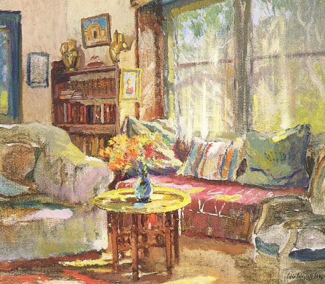 Colin Campbell Cooper Cottage Interior Norge oil painting art